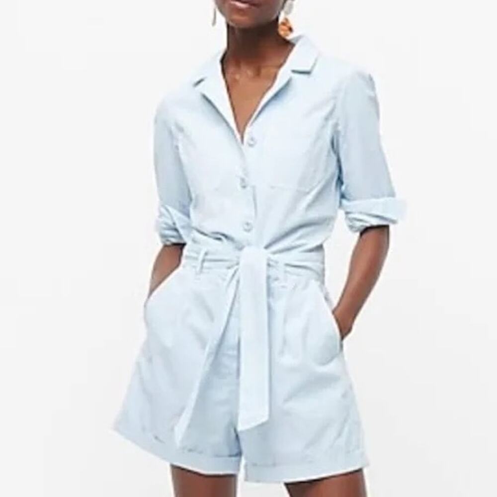 J.Crew Foundry Chino Short Coveralls in Blue Size 8